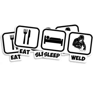 Eat Sleep Weld Sticker Welder Gift Funny Welder Sticker Welding Lover Cool Welder Decal Gift For Welder Welding Helmet Sticker - 5 Inch 2 Pack - PLST0021