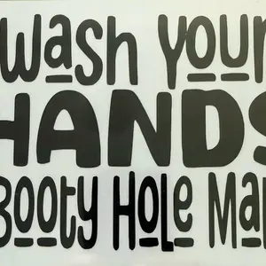 Funny Stickers Collage Pack with Sticker Cards - Humorous "Wash Your Hands, Booty Hole" Decals for Men (DIY Scrapbooking & Stamping Supplies)