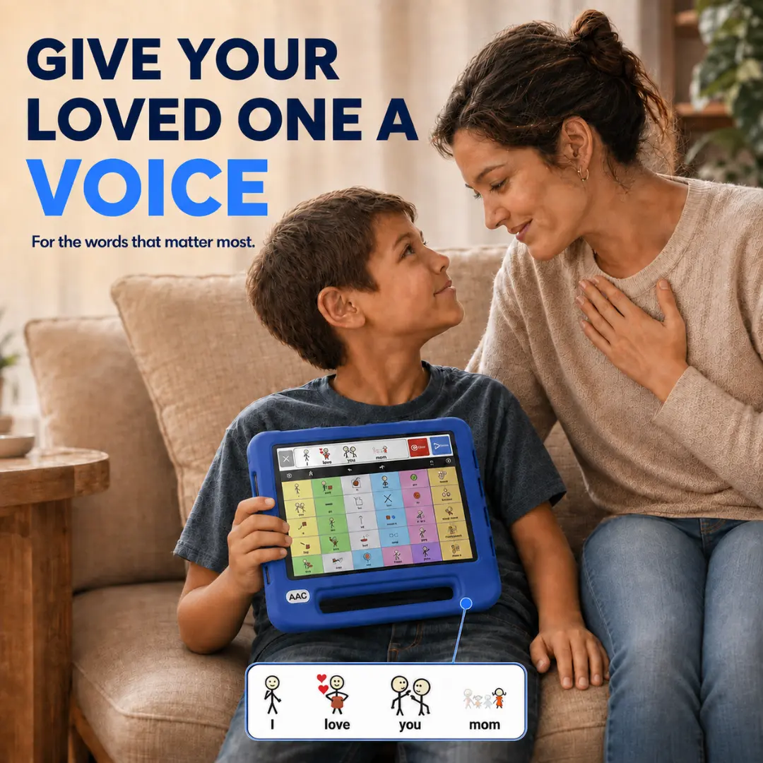 AAC Speech Device for Autism & Speech Therapy. Nonverbal Communication Board Tablet.