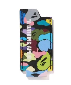 Bape Leather Lighter Case Black Multi Camo