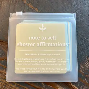 Note to Self Cards - Waterproof Shower Affirmations for Mindset Improvement & Goal Focus - 20 Blank Cards for Daily Use