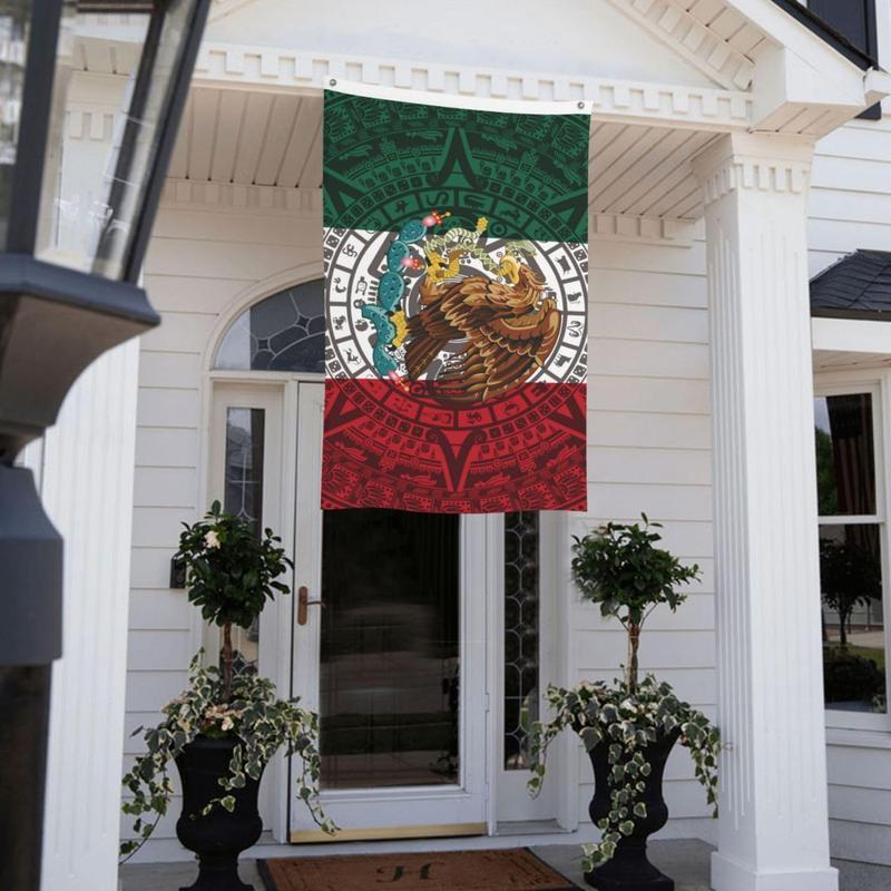 Customize Tapestrys Mexican Flag 3x5 Ft Outdoor/Indoor Durable Polyester Mexico Tapestry Vivid Color Fade Resistant Double-Sided with Brass Grommets  Mexican Banner Decor