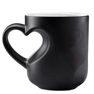 1pcs，Magic Color-Changing Ceramic Mug — Featuring a Heat-Sensitive Heart-Shaped Body and Handle ，Perfect Romantic Gift for Valentine's Day, Birthdays & Anniversaries , 11oz Tea Cup, Funny Christmas Gift