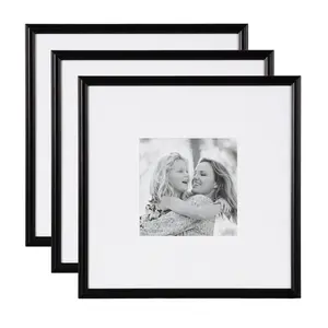 Kate & Laurel All Things Decor 16"x16" Matted to 8"x8" Adlynn Photo Frame Set Black