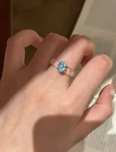 Ice Blue Oval CZ Synthetic Crystal Band  Stunning Handmade Jewelry
