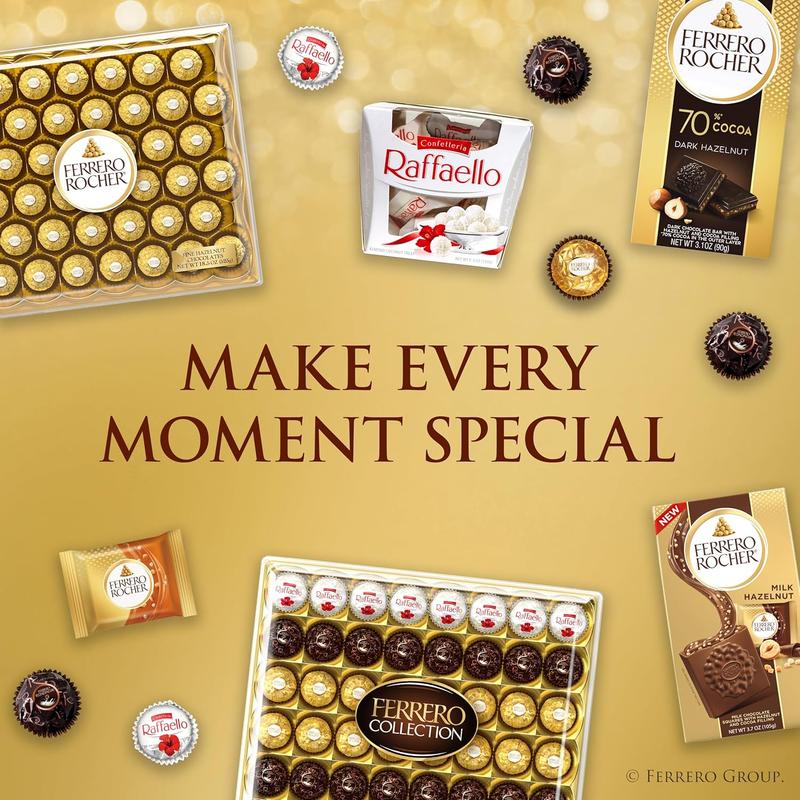SALE - SALE  - Ferrero Rocher, 16 Count, Gourmet Milk Chocolate Hazelnut, Valentine's Chocolate, Individually Wrapped, 6.2 oz