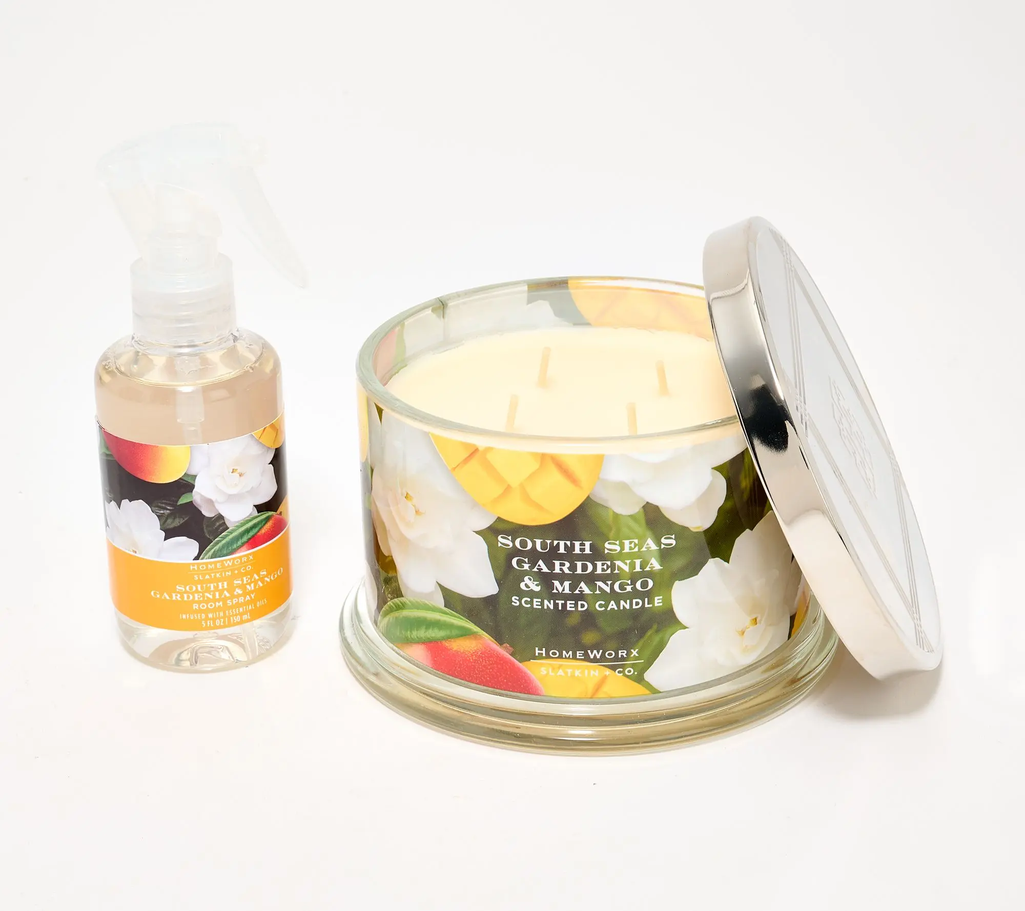 HomeWorx by Slatkin + Co. 18oz Candle & Room Spray Gardenia Mango