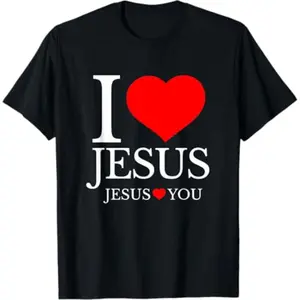 [100% Cotton] [100% Cotton]  I LOVE JESUS - JESUS LOVES YOU - CHRISTIAN T-Shirt  Golf Gift T-Shirt For Men and Women