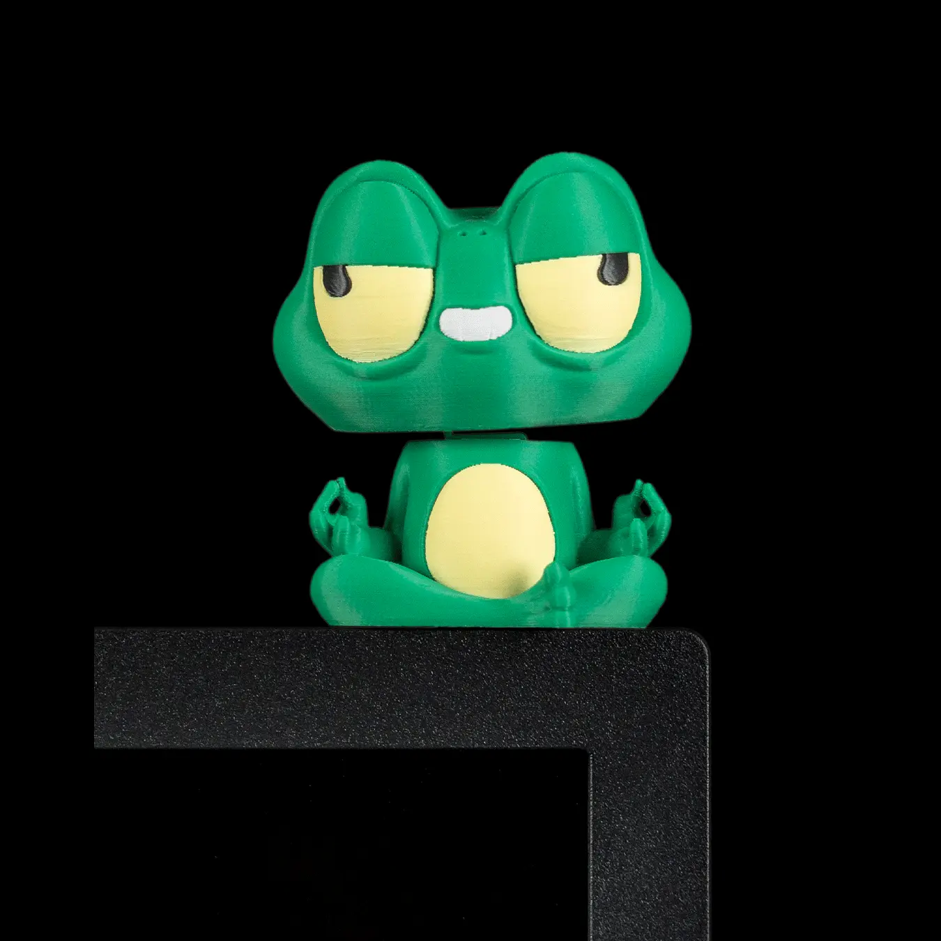 Froguru Monitor Companion - Lightweight Smooth Plastic 3D Shape Meditating Frog Desk Decor Figurine & Screen Topper