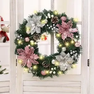 2025 New Christmas Wreath 30cm Artificial Handmade Window Door Hanging Holiday Decoration Christmas Ornament