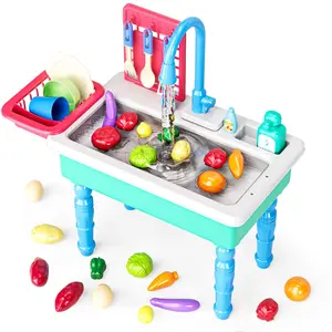 Kids' Interactive toy Kitchen Sink Water Table Set, a mom's great helper, let them fully show off their little hands-on skills. Perfect as a birthday gift, Halloween gift, or Christmas gift.