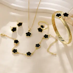 Jewelry Suit Acrylic Bracelet Necklace Ring Stud Earrings Jewellery Gift Set
