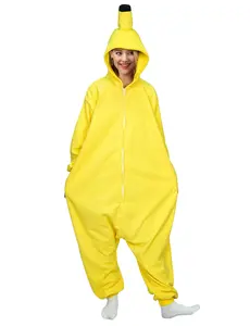 Banana Costume Adult Fruit Onesies Halloween Cosplay One-Piece Pajamas Homewear