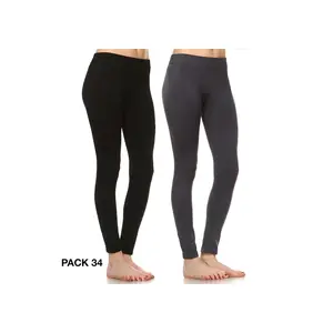 White Mark  Solid Skinny Leggings, Black & Charcoal - Pack of 2