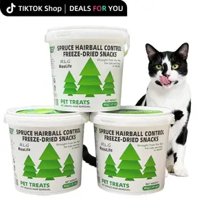 Spruce Fiber Freeze-Dried Cat Treats – Natural Hairball Relief, High-Protein Chicken, Omega-3 & Vitamins for Healthy Coat – Grain-Free, Individually Wrapped for Freshness and On-the-Go