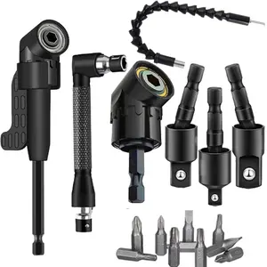 17-Piece Flexible Drill Bit Set, Includes 3 Rotating Sockets, 2 Right Angle Drills, 10 Screwdriver Bits, 1 Curved Extension Tool