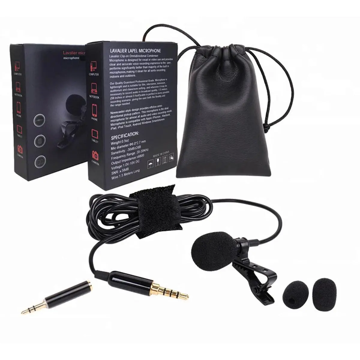 Music Trends Omnidirectional Lavalier Microphone for Smartphone and Camera