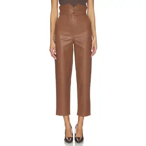 Bardot Aster Faux Leather Pant in Chestnut