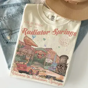 Comfort Colors Radiator Springs Vintage T-shirt Pixar Cars Family Tshirt Trip Vacation Watercolors Tee