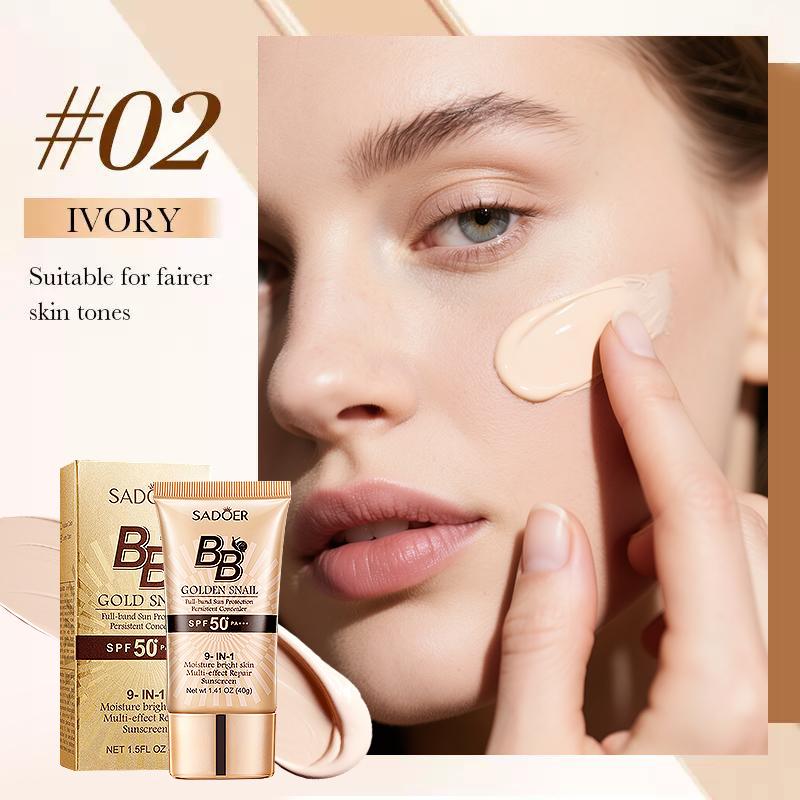High-Concealing Waterproof Snail BB Cream - 40g. An easy-to-apply concealer that is highly waterproof, long-lasting, oil-controlling, and provides a matte finish for a natural look. Perfect for makeup beginners and a top gift choice.