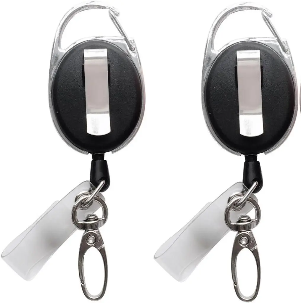 2-Pack Retractable Badge Reels for ID Card Holders - Nursing Badge Reel with Claw Clasp and Clip, Badge Reels Retractable