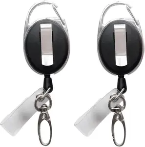 Retractable Badge Reel with Claw Clasp and Clip for Id Card Holders (2Pack)