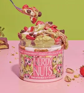 Strawberry Dubai Chocolate Bar Peanut Butter Treat By Nerdy Nuts