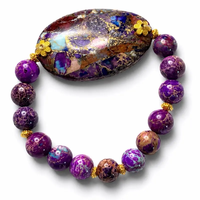 Purple Imperial Jasper Statement Bracelet