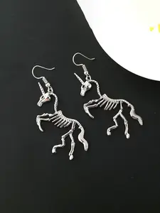 Fashion Creative Hollow Out Unicorn Skeleton Earrings, Style Simple Unique Ear Jewelry, Fashion Jewelry Accessories, Pair of Stylish Earring Set