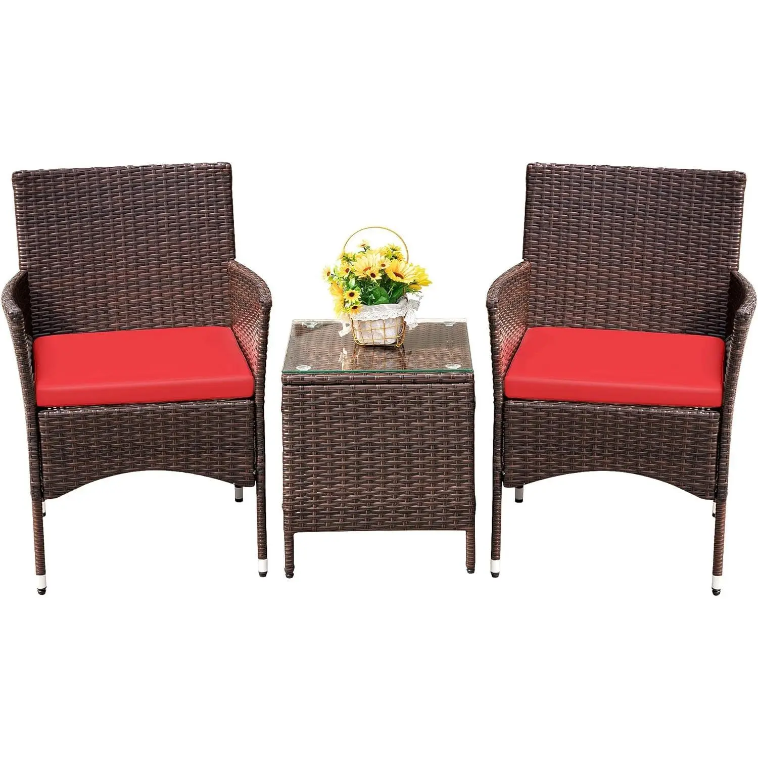 Brown gradient rattan + orange cushion
