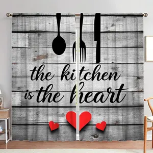 Wooden Plank Pattern Door Curtain, 1 Set Kitchen Themed Door Curtain with Hooks, Home Decor for Living Room Bedroom Kitchen, Home Decoration Curtain