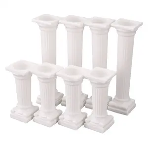 8Pcs/Set White Small+Large Plastic Cake Pillars,Wedding Cake Pillars Stand,Fondant Cake Support Mold Valentine's Day Wedding Birthday Cake Decoration Tools