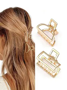 Mini Metal Hair Claw Clips for Women, 2 Pack Small Hair Clamps, Non-Slip Claw Clips for Thin Hair & Half-Up Hairstyles, Hair Claws Set