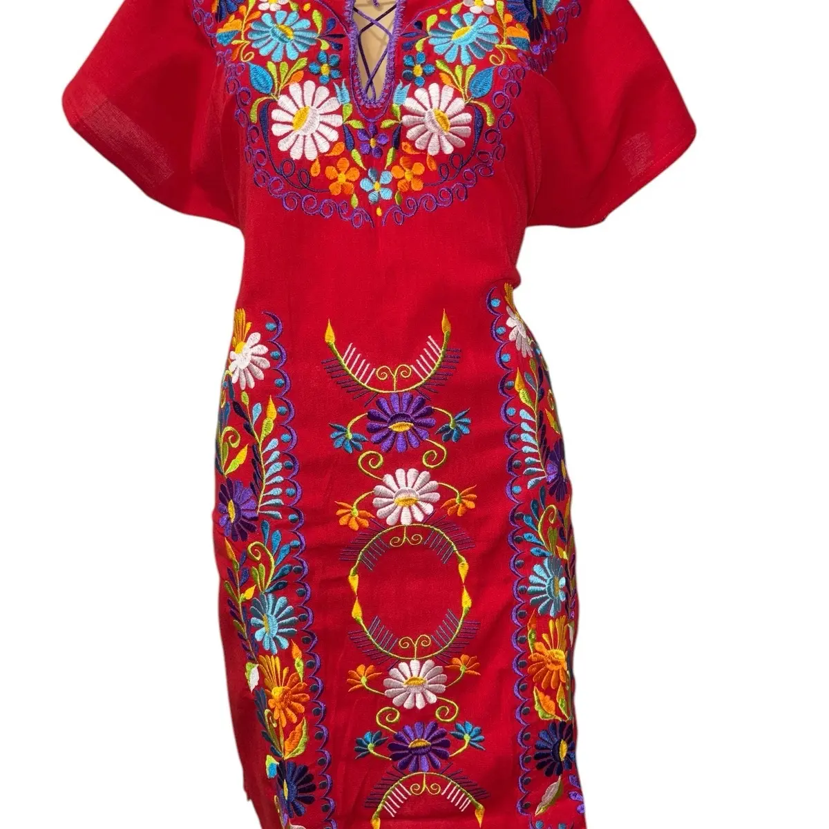 Vestidos Mexicanos con bordado, vestido kimono con flores