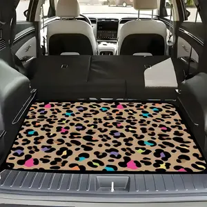 1pc Colorful Leopard Print Car Trunk Mat - Durable Floor Liner, Safe and Practical, Ideal for Daily Travel, Lifting, and Secure Cargo Storage, Car Trunk Liner, Vehicle Interior Accessory