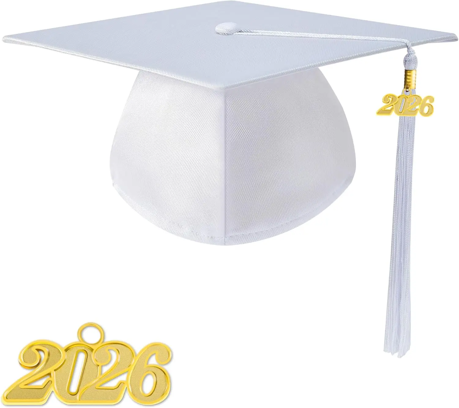 Shiny Finish Preschool-Kindergarten Graduation Cap with 2026 Tassel Charm, Vibrant Color Options