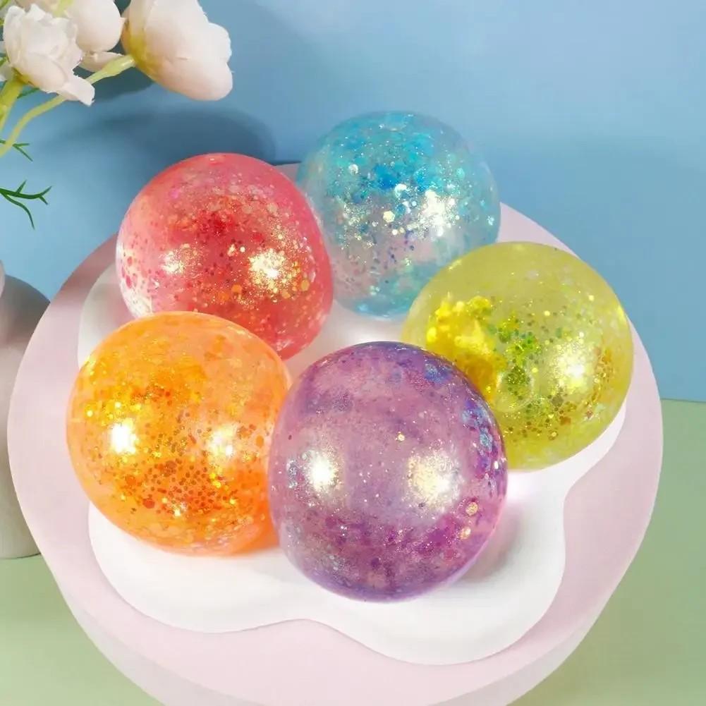 Colorful Glitter Sugar Stress Ball - Super Soft Squishies Toy, Fidget Box & Finger Squeeze Anxiety Support Stress Relief Toy, Portable Desk Squishy for Relaxation and Focus, Squishies Toys, Fidget Box Stress Relief Toys, Finger Squeeze Stress Relief Toys