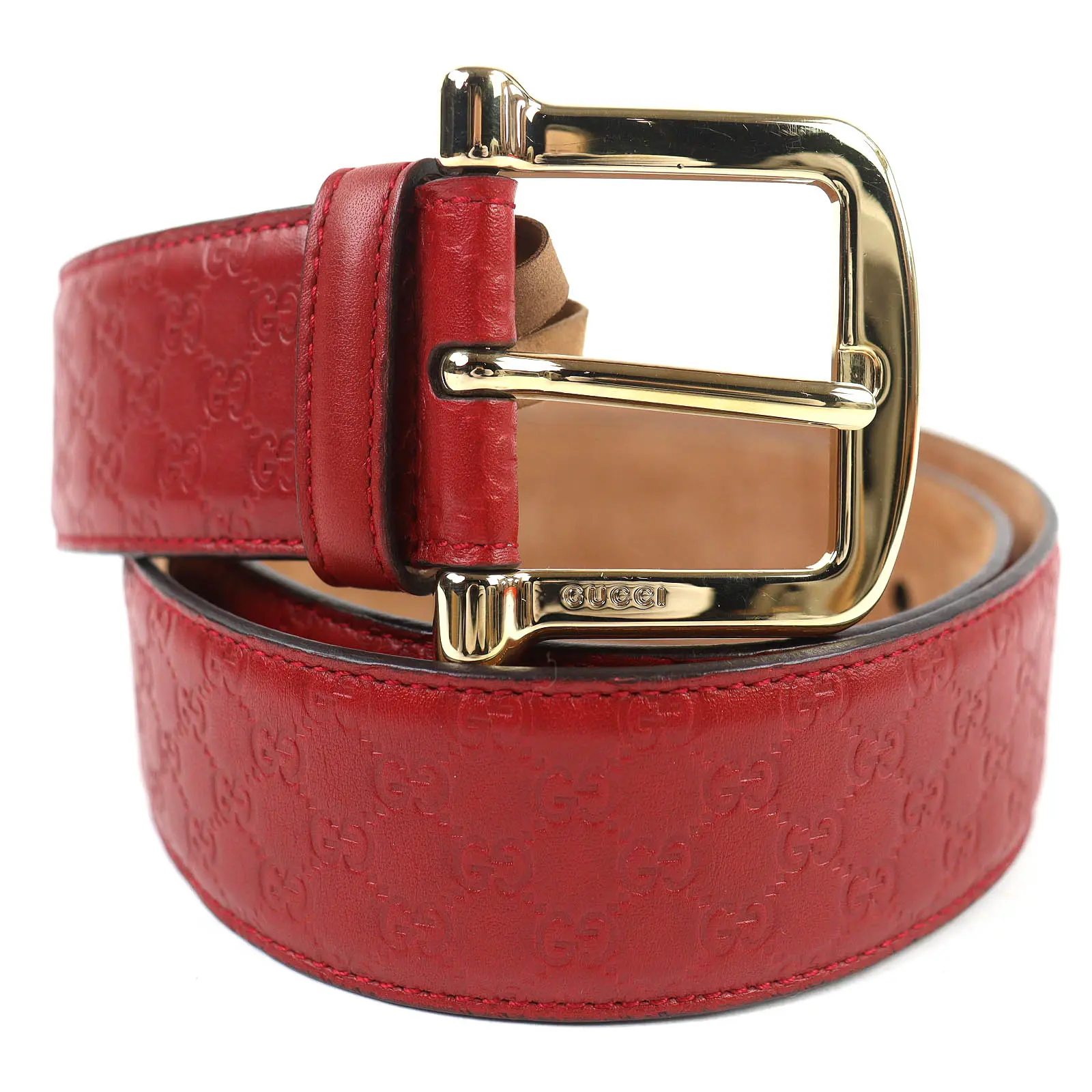 Pre-owned GUCCI Calfskin Small Leather Goods Micro Guccisima Leather Belt