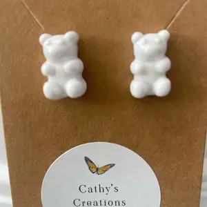 Bright White Gum Gum Bear Earrings