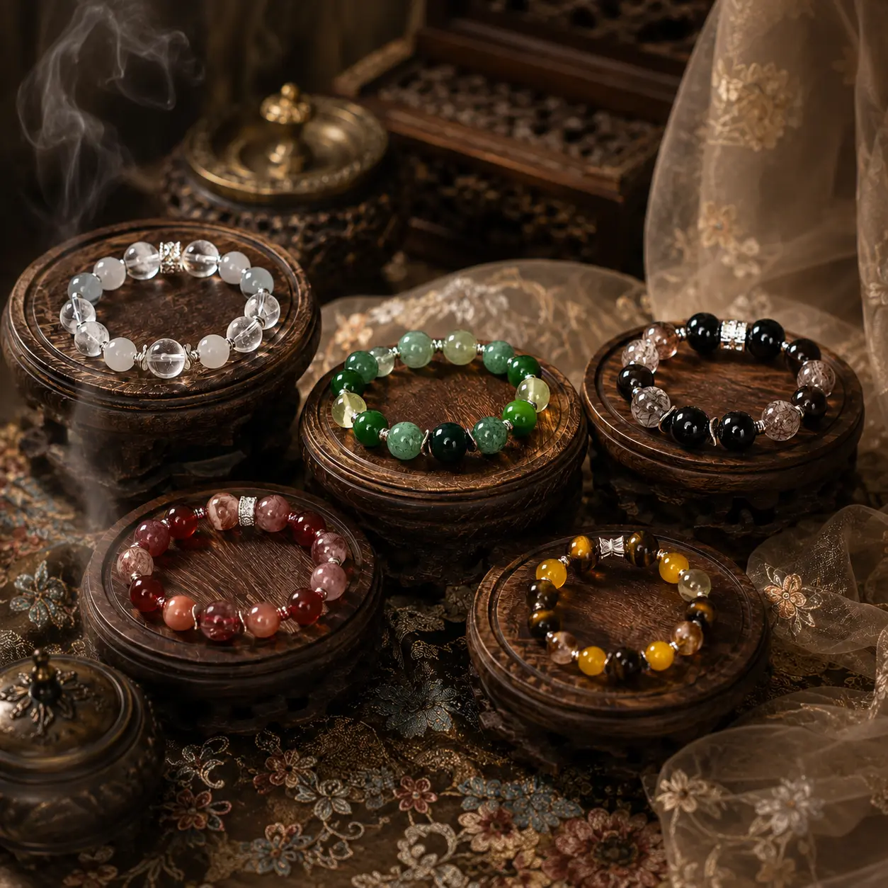 LUMAWU Classic 5 Elements 12mm Natural Crystals Bracelets with Unisex Fit - Choose Your Element for Focus, Growth & Flow, Beaded Bracelets, Passion, Fashion Costume Jewelry, Energy Healing, Daily Wear, Adults, Gifting, Birthday, Meditation, Stone Bracelet