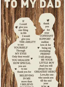 To My Dad Fathers Day Unique Gifts for Dad from Son,Birthday Gifts for Dad 12x8Inch Print Wall Art Metal Sign Vintage Retro Indoor Outdoor Wall Decor,Personalized Dad Gifts for Father Husband Men Him