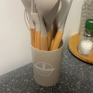 12pcs, Non-Stick Silicone Kitchen Utensil Set with Wooden Handles - Safe and Easy to Clean - Perfect for Cooking and Baking - Ideal for Back to School and Dorm Essentials Kitchenware Spoons Khaki Color