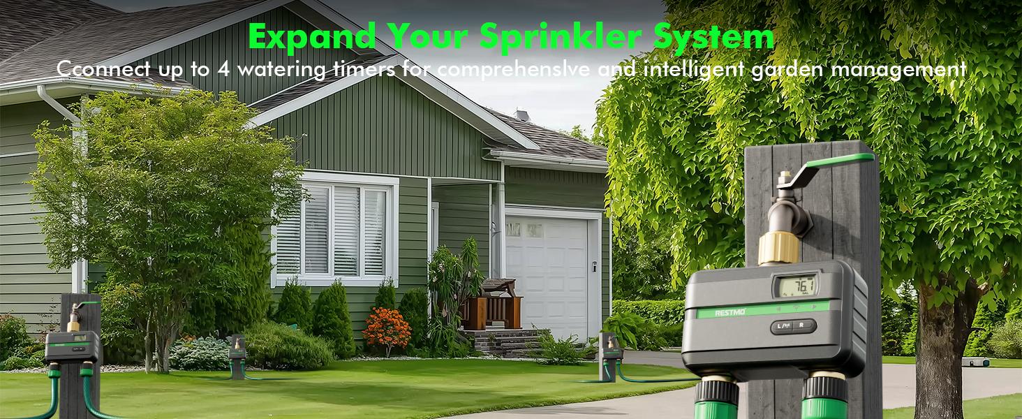 RESTMO Smart Sprinkler Timer with Flow Meter, Water Timer for Garden Hose, Brass Inlet & Outlet, Automatic Lawn & Yard Irrigation Watering System, APP Control (Bluetooth Connection, Not Include Hub) RESTMO Smart Sprinkler Timer with Flow Meter, Water Timer for Garden Hose, Brass Inlet & Outlet, Automatic Lawn & Yard Irrigation Watering System, APP Control (Bluetooth Connection, Not Include Hub)