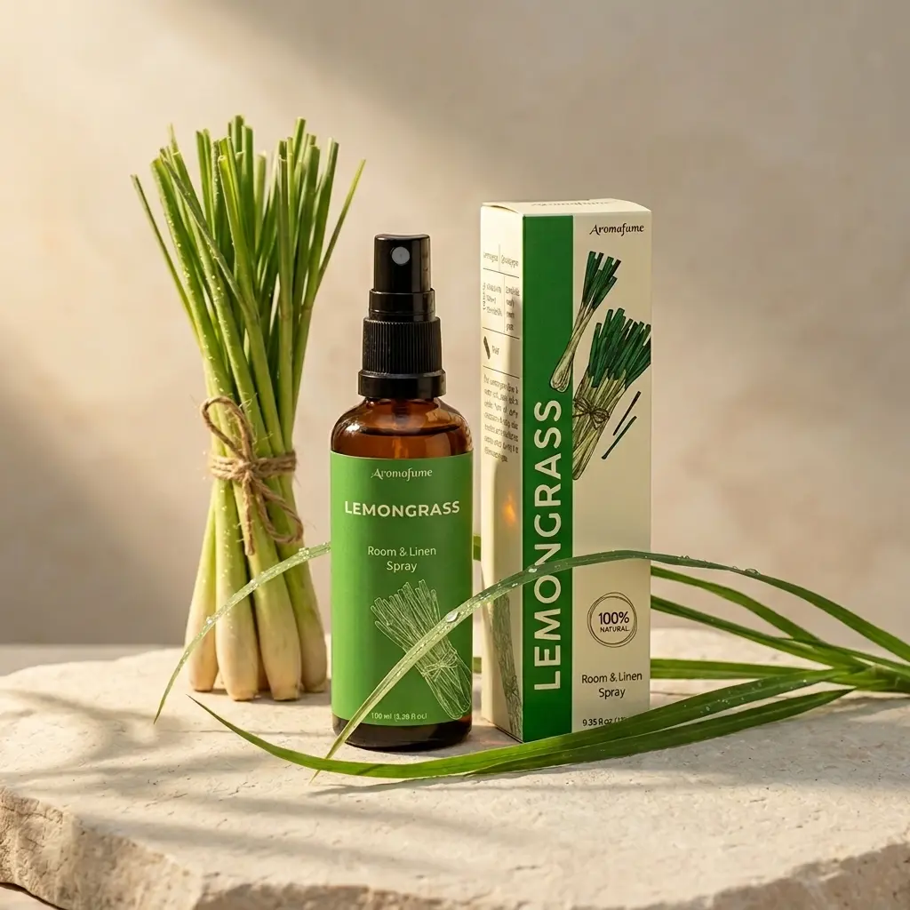 Lemongrass Room Linen & Pillow Spray by Aromafume | 100ml/3.38 fl oz | with Pure Lemongrass Essential Oil | Aromatherapy Spray for Relaxation, Sleep & Stress Relief | Mist for Bedding, Fabrics