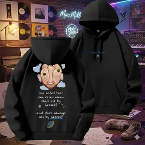 "She Hates That She Cries" Mac Miller Rap Legend Tribute - Sand Beige Premium Aesthetic Surrealism Art Graphic Hoodie, Heavyweight Sweatshirt, Classic Cotton T-Shirt