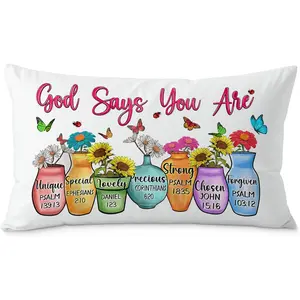 God Says You are Christian Floral Butterfly Pilow Covers 12x20, Christian Faith Based Gifts for Women, Inspirational  Verse Pillow Covers for Girls Room Dorm Apartment