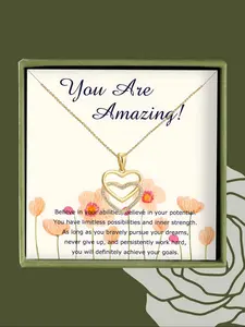 Heart Shaped Pendant Necklace with Box & Greeting Card, Love Heart Necklace, Elegant Jewelry for Women for Daily Clothing Decor, Trendy All-match & Exquisite Jewelry for Gift