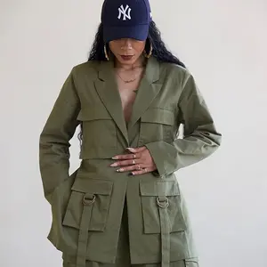 The Drop Women's Martini Green Jacket Sz XS - Casual Womenswear with Pockets and Belt Detailing Long Sleeve Everyday