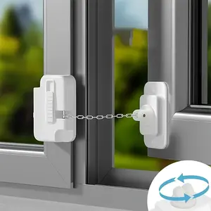 Adjustable Safety Vent Window Lock, Self-Adhesive No Drilling Window Restrictor, Easy Installation for Enhanced Security Window Mounted