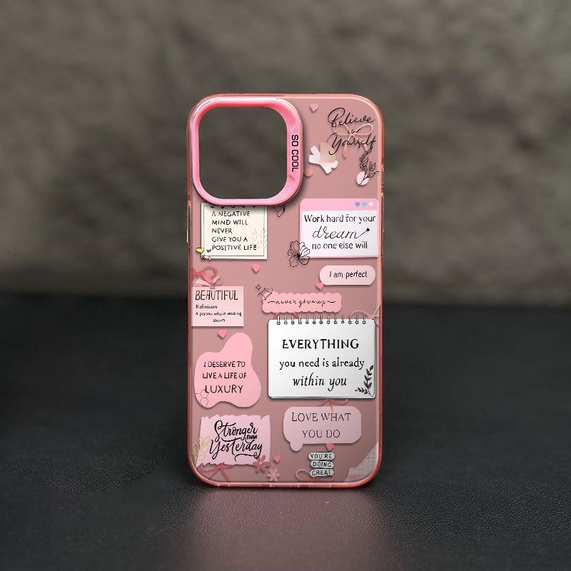 Pink Style Growth Quotes Phone Case Durable Hard Acrylic Back Case With An Anti-Yellowing Coating, Made From High-Quality Designed For Reliable Drop Protection For Your Phone For iPhone 17.16.15.14.13.12.11.X.XS.XSMAX.XR.8.7